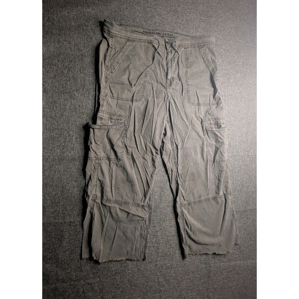 American Eagle Cargo‎ Pants Y2k Womens Size 16 Grey With Pockets